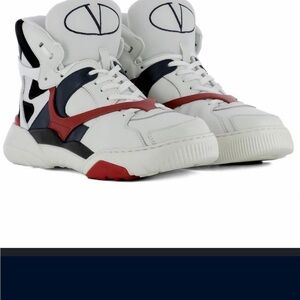 Valentino Men's White and Red Sneakers